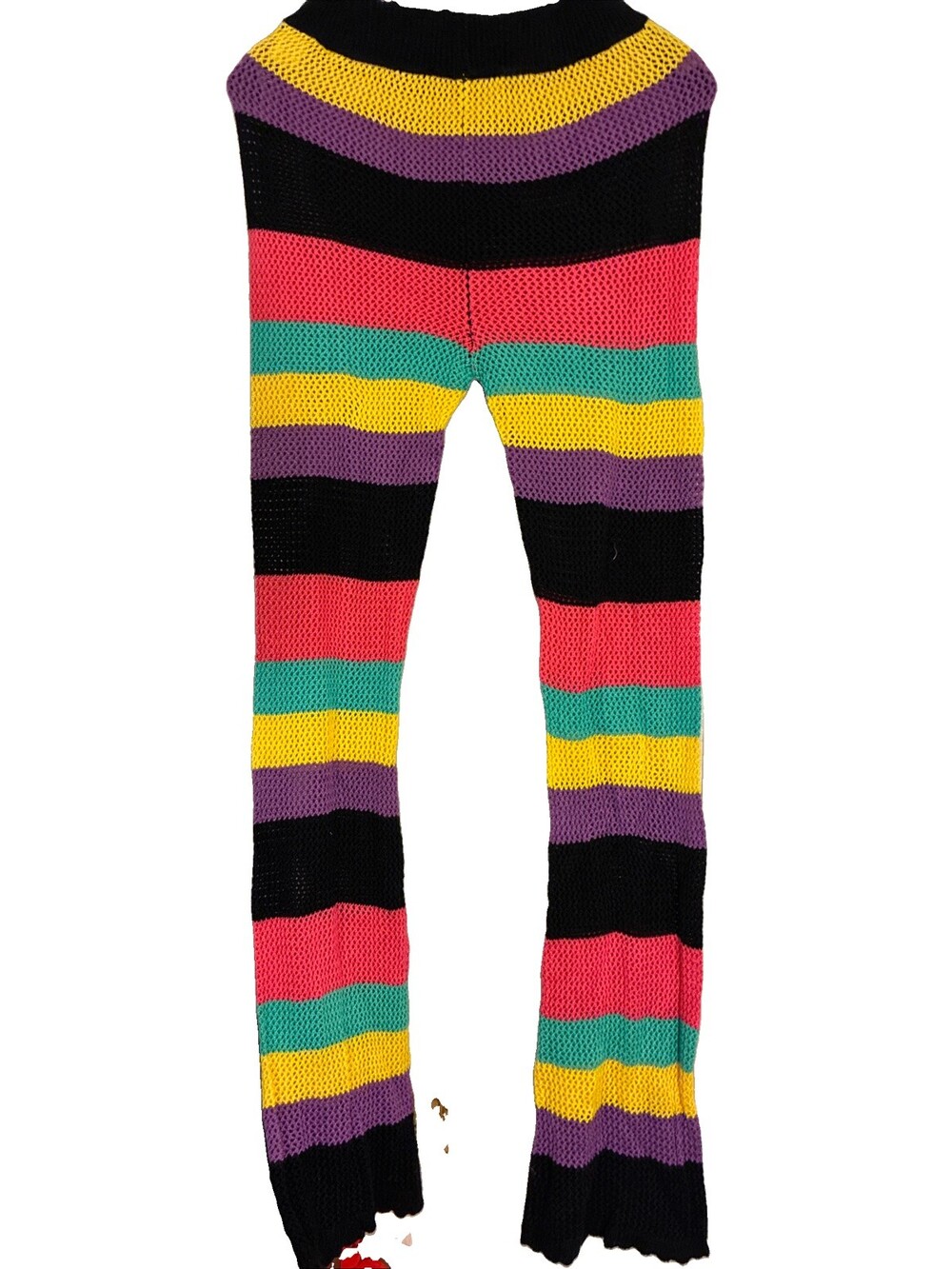 multicolored striped crochet pants